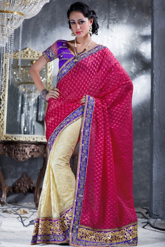 Indian-Brides-Bridal-Wedding-Party-Wear-Embroidered-Saree-Design-New-Fashion-Reception-Sari-12