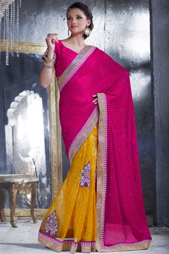 Indian-Brides-Bridal-Wedding-Party-Wear-Embroidered-Saree-Design-New-Fashion-Reception-Sari-16