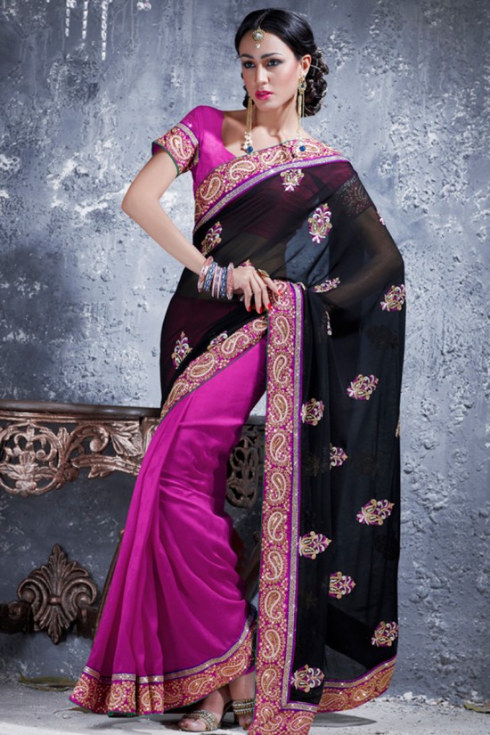 Indian-Brides-Bridal-Wedding-Party-Wear-Embroidered-Saree-Design-New-Fashion-Reception-Sari-3