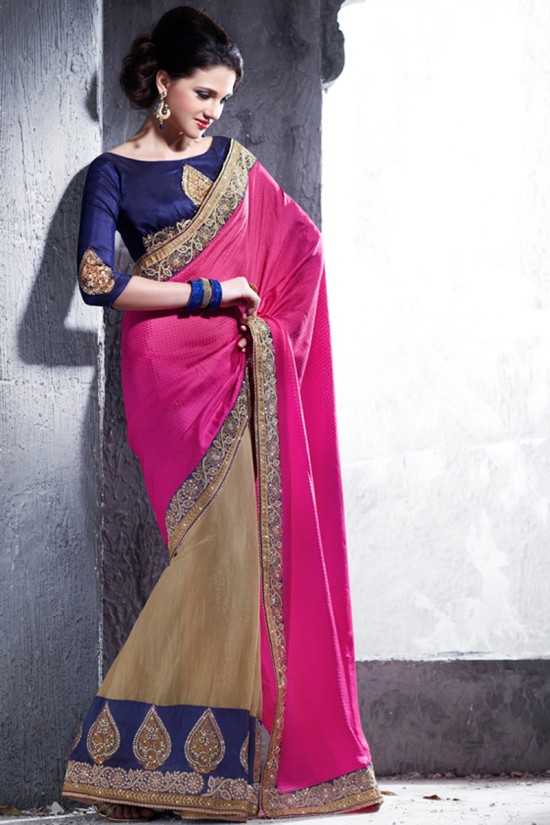 Indian-Brides-Bridal-Wedding-Party-Wear-Embroidered-Saree-Design-New-Fashion-Reception-Sari-5