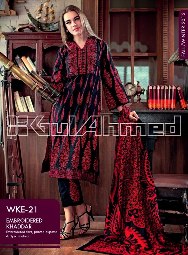 Beautiful-Cute-Girls-New-Fashionable-Dress-Design-by-Gul-Ahmed-Fall-Winter-Collection-2013-14-