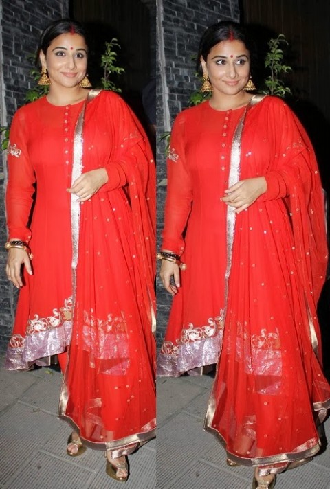 Vidya Balan Wear Beautiful Diwali Dress Party Celebration