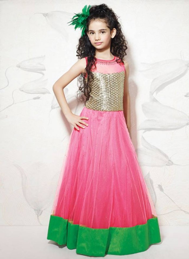 Pink Colour Kids-Girls-Child Wear Suits New Fashion Dress by Cbazaar-2