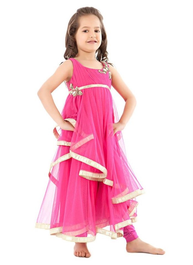 Pink Colour Kids-Girls-Child Wear Suits New Fashion Dress by Cbazaar-4