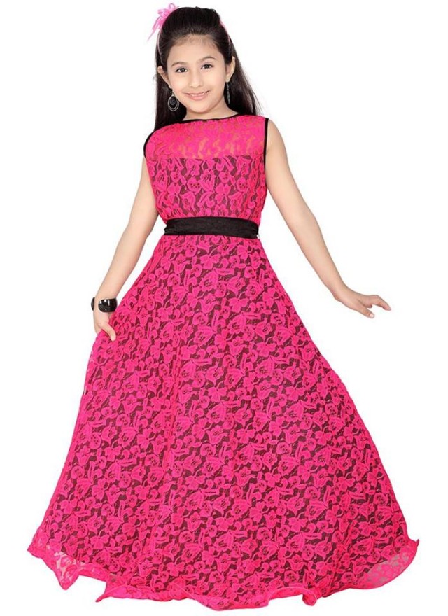 Pink Colour Kids-Girls-Child Wear Suits New Fashion Dress by Cbazaar-5