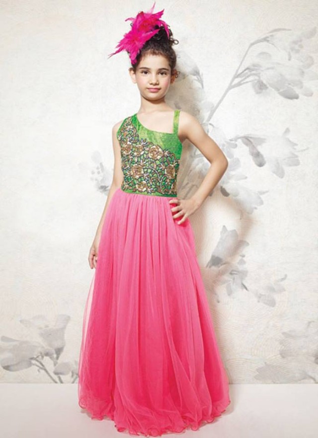 Pink Colour Kids-Girls-Child Wear Suits New Fashion Dress by Cbazaar-6