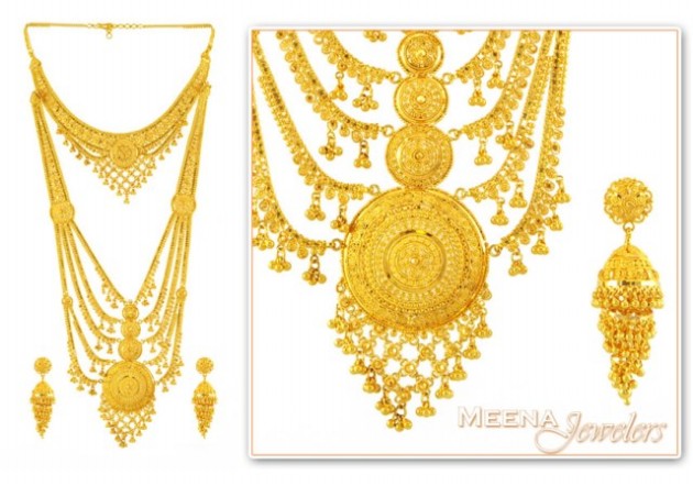 Beautiful Arabic Gold Jewellery New Fashion Designs For Girls-Women-1