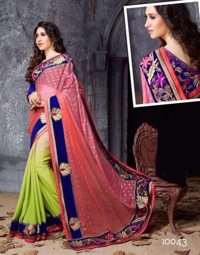 Indian-Bollywood Hot Actress Karishma Kapoor New Fashionable Saree-Sari-2