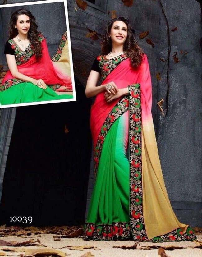 Indian-Bollywood Hot Actress Karishma Kapoor New Fashionable Saree-Sari-3