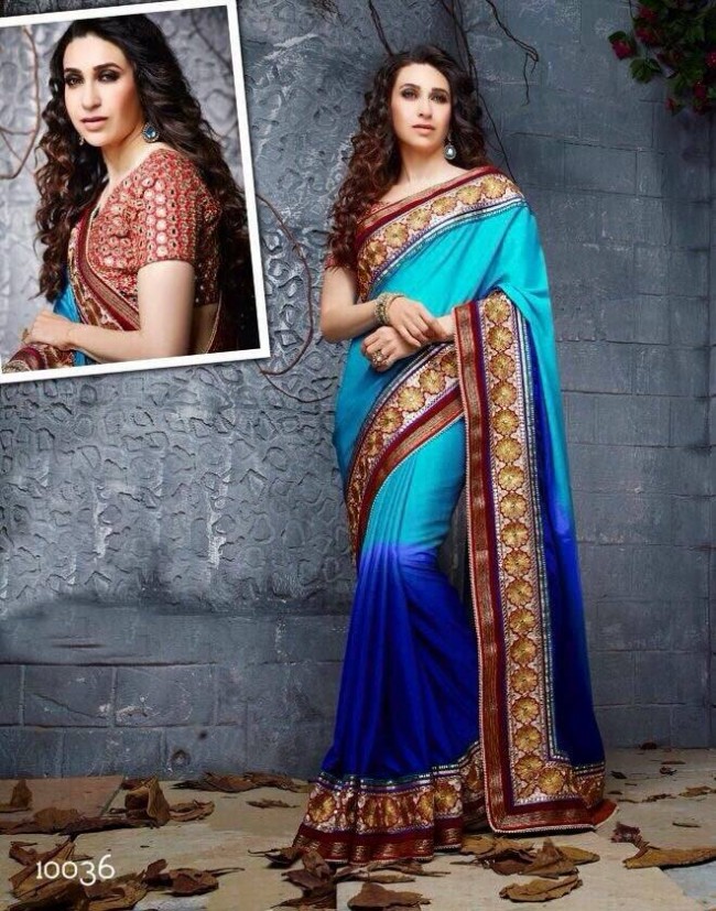 Indian-Bollywood Hot Actress Karishma Kapoor New Fashionable Saree-Sari-7