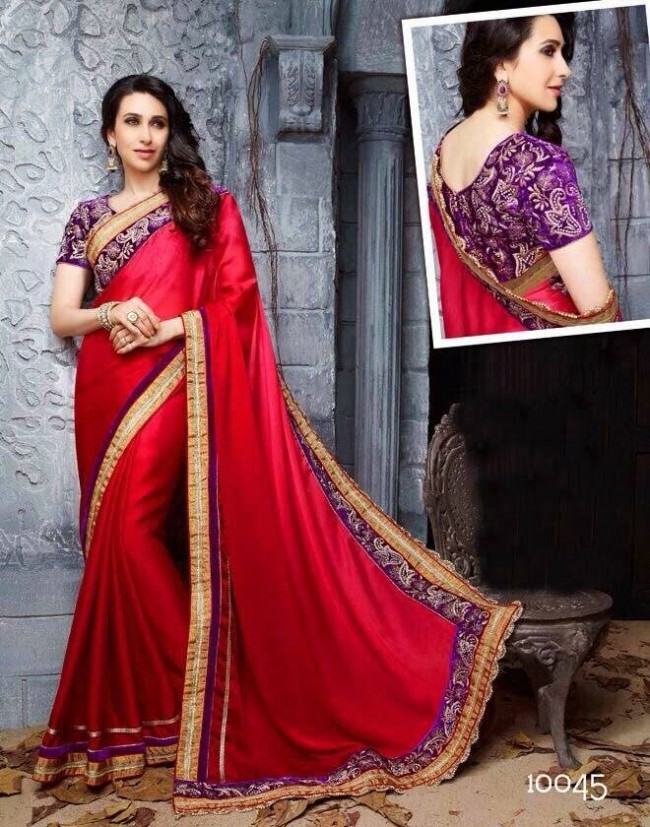 Indian-Bollywood Hot Actress Karishma Kapoor New Fashionable Saree-Sari-