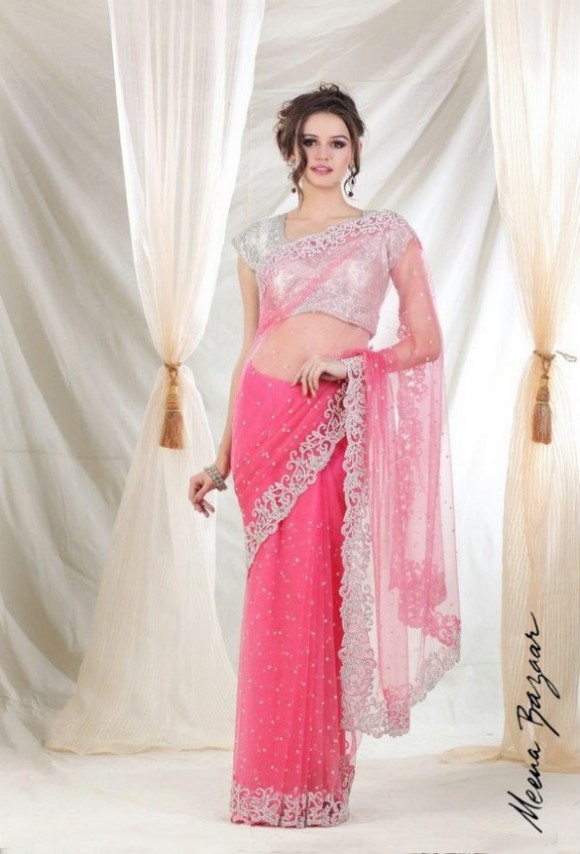 Meena Bazar Latest New Fashion Party Wear Lehenga Saree  for Girls-Women-3