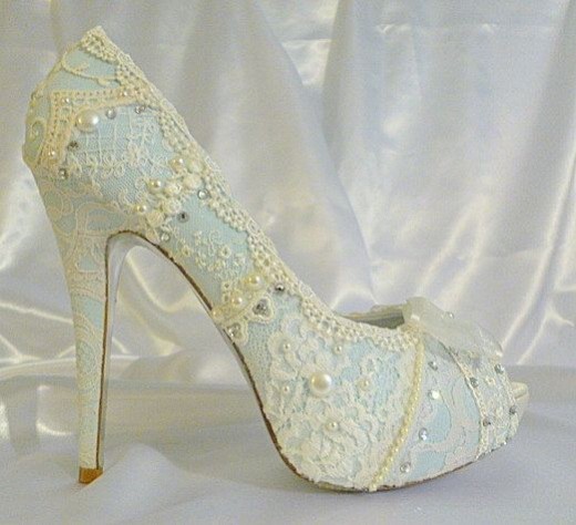 Bridal Wear New Fashion Crystal & Pearl Work With Lace Shoes for Brides-Girls Footwear-5