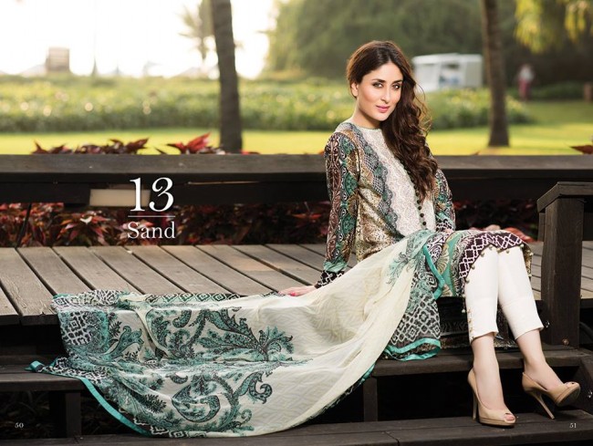 Fashion Dress Designer Faraz Manan Crescent Lawn Girls-Women Wear Suits by Kareena Kapoor-2