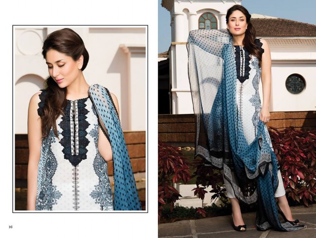 Fashion Dress Designer Faraz Manan Crescent Lawn Girls-Women Wear Suits by Kareena Kapoor-7