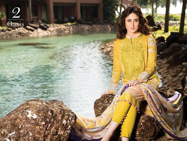Fashion Dress Designer Faraz Manan Crescent Lawn Girls-Women Wear Suits by Kareena Kapoor-9