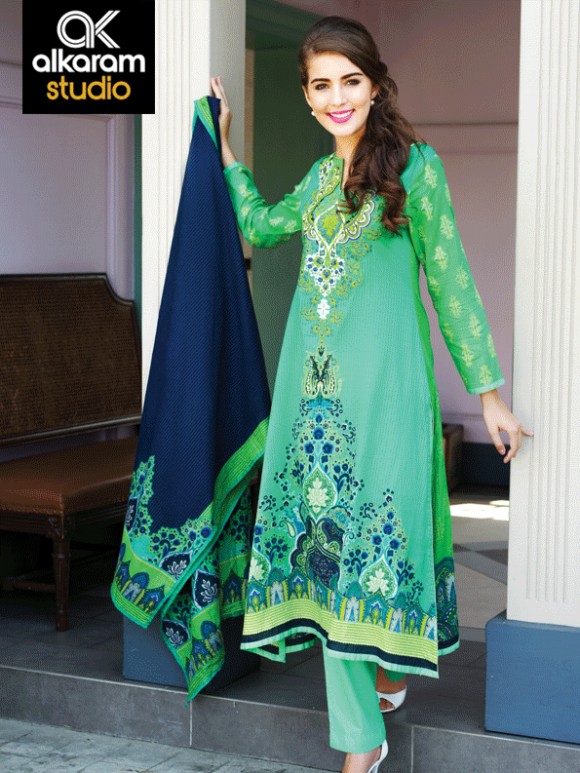 Stylish Girls-Women Summer-Spring Wear Dresses by Al Karam Suits-Outfits-4