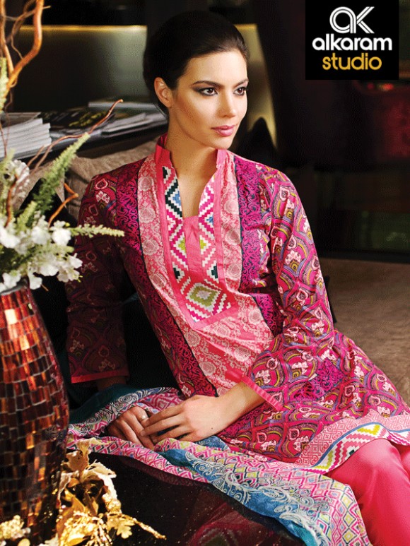 Stylish Girls-Women Summer-Spring Wear Dresses by Al Karam Suits-Outfits-6