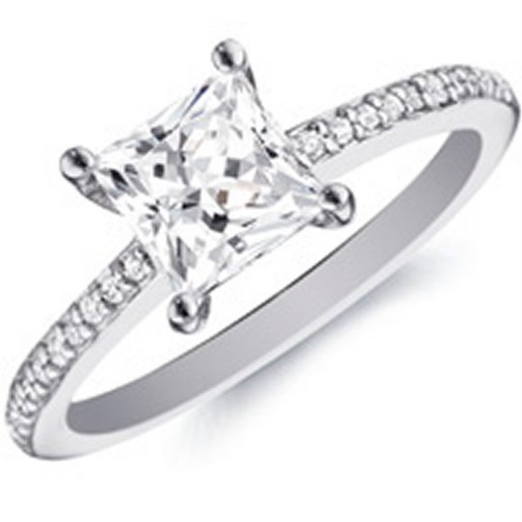 Beautiful Designed Princess Cut Engagement Rings Platinum-Diamond-Silver Ring-1