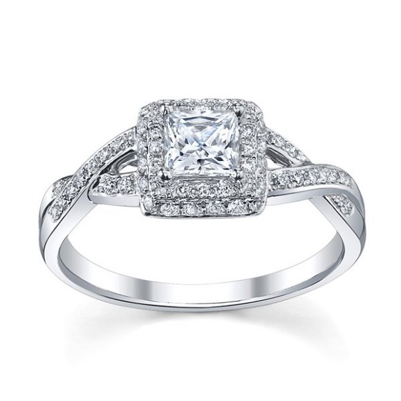 Beautiful Designed Princess Cut Engagement Rings Platinum-Diamond-Silver Ring-2
