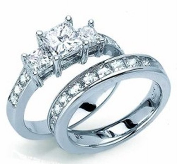 Beautiful Designed Princess Cut Engagement Rings Platinum-Diamond-Silver Ring-8