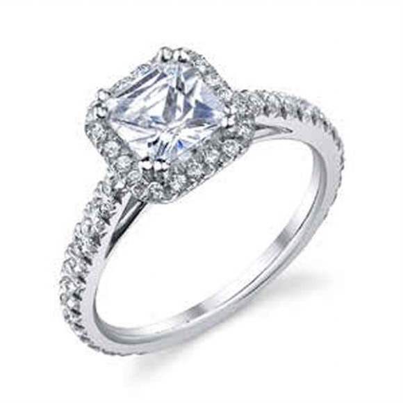 Beautiful Designed Princess Cut Engagement Rings Platinum-Diamond-Silver Ring-9