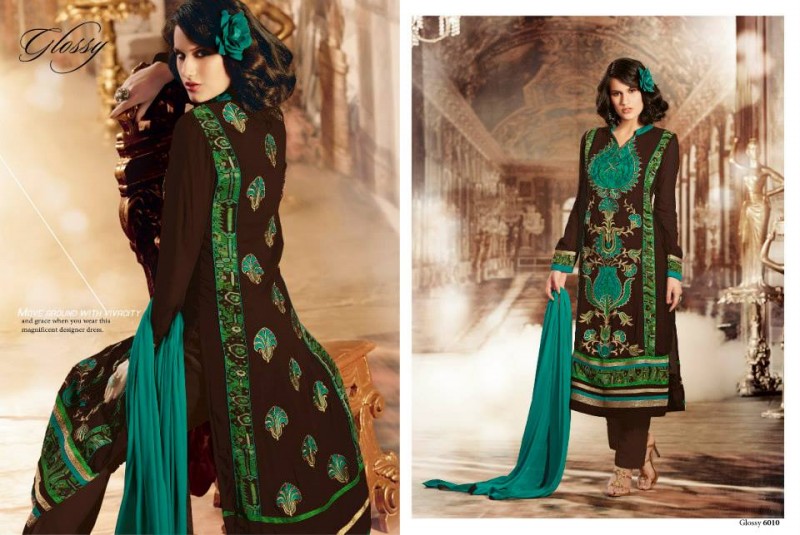 Indian Fashion Dress Designer House Glossy Embroidered Salwar-Kameez Suit New Collection-5