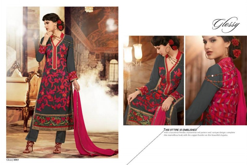 Indian Fashion Dress Designer House Glossy Embroidered Salwar-Kameez Suit New Collection-