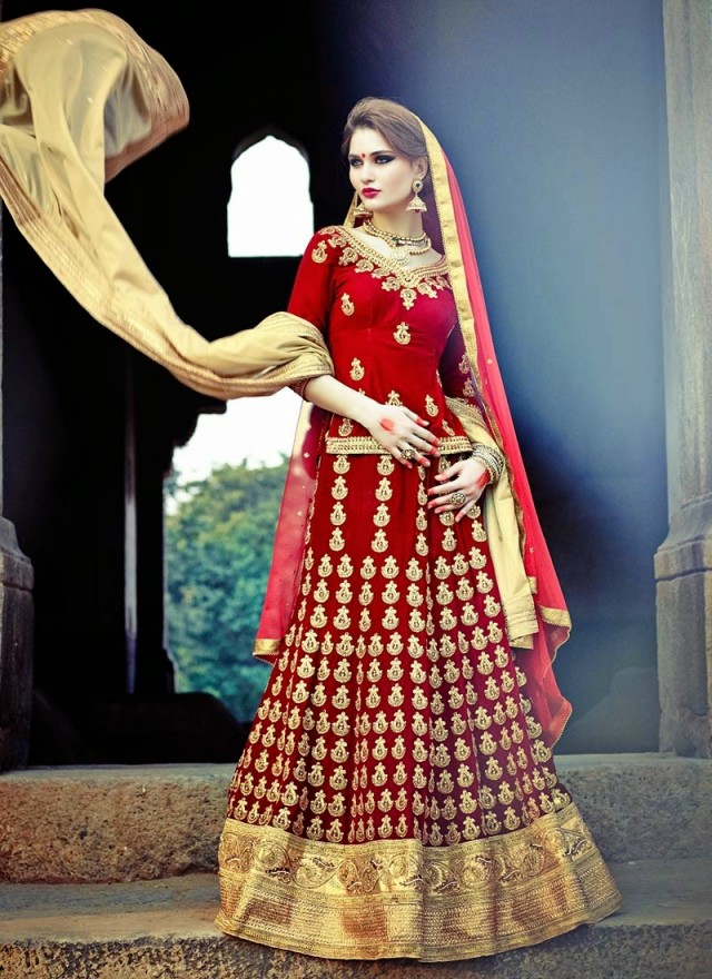 Embellished Look Wedding-Bridal Embroidered Lehanga-Sharara-Choli Suits by New Fashion Dress Designer-