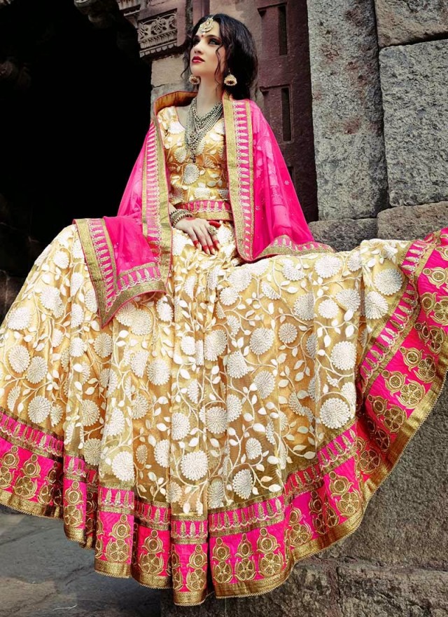 Embellished Look Wedding-Bridal Embroidered Lehanga-Sharara-Choli Suits by New Fashion Dress Designer-10