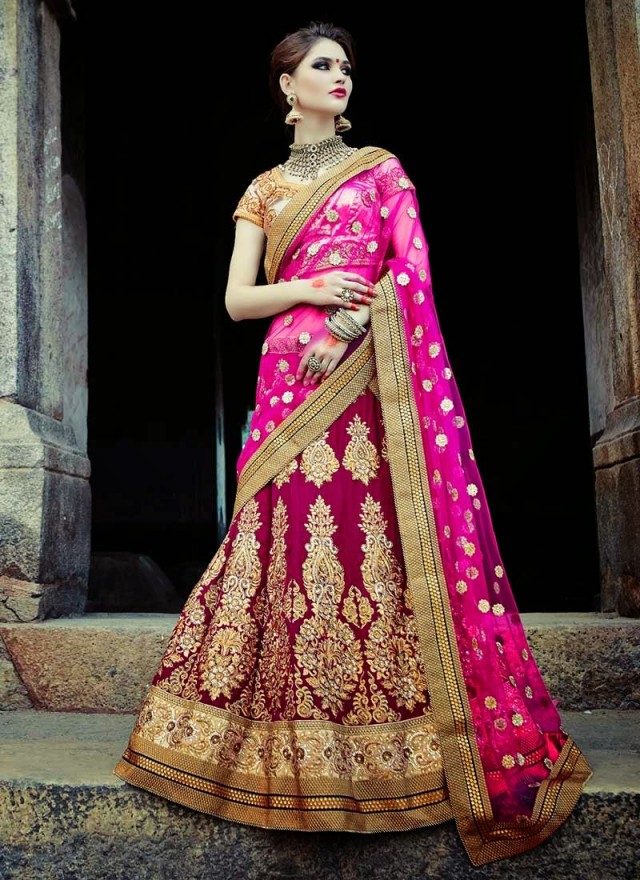 Embellished Look Wedding-Bridal Embroidered Lehanga-Sharara-Choli Suits by New Fashion Dress Designer-11
