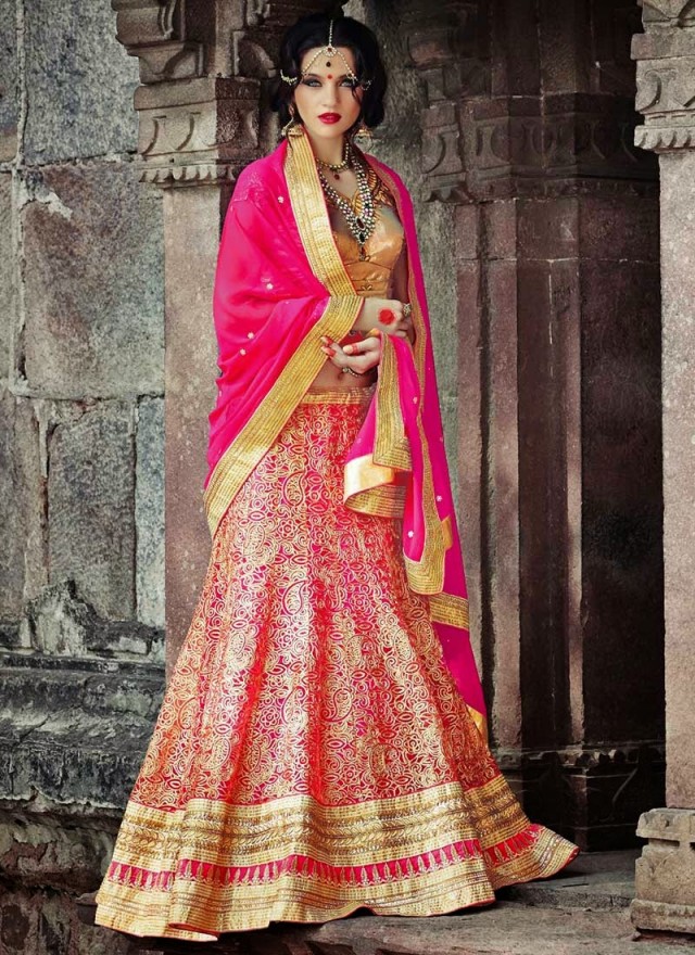Embellished Look Wedding-Bridal Embroidered Lehanga-Sharara-Choli Suits by New Fashion Dress Designer-13