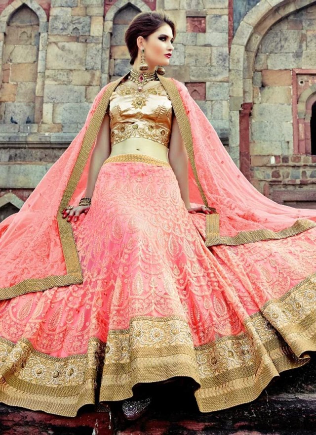 Embellished Look Wedding-Bridal Embroidered Lehanga-Sharara-Choli Suits by New Fashion Dress Designer-3