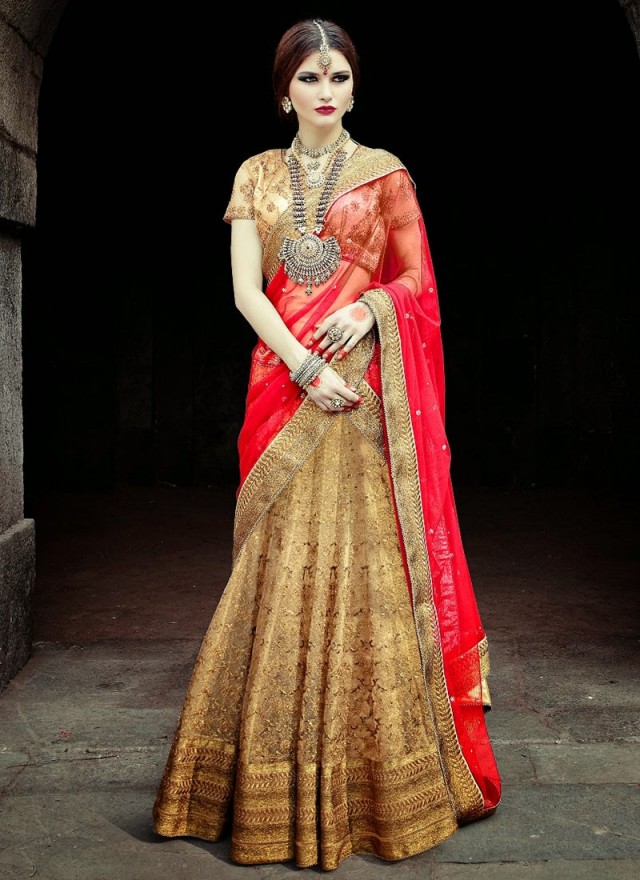 Embellished Look Wedding-Bridal Embroidered Lehanga-Sharara-Choli Suits by New Fashion Dress Designer-4