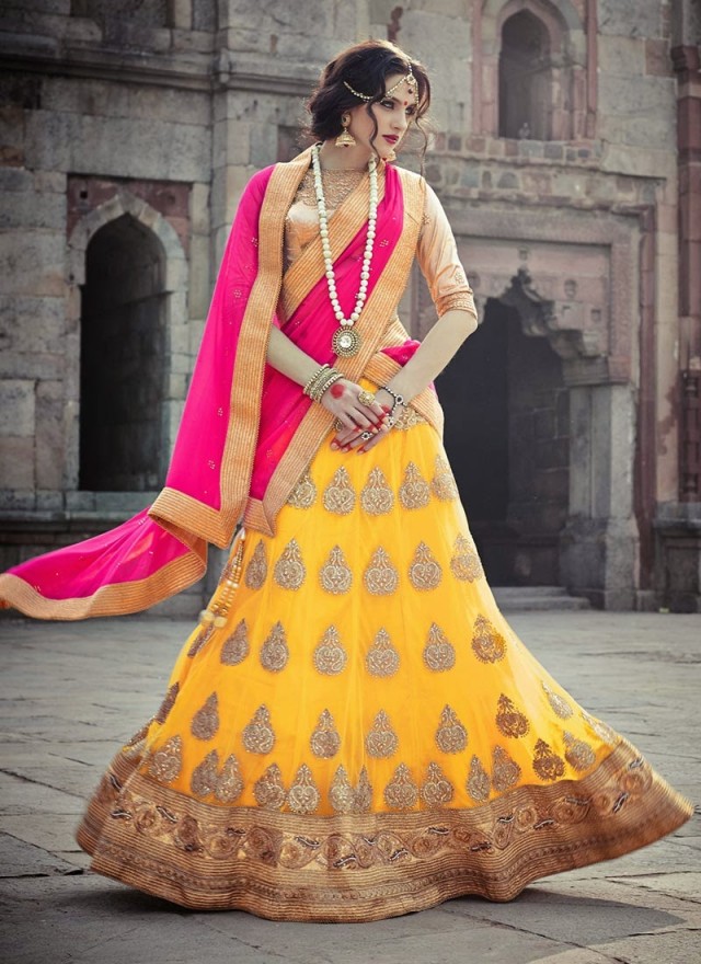 Embellished Look Wedding-Bridal Embroidered Lehanga-Sharara-Choli Suits by New Fashion Dress Designer-5
