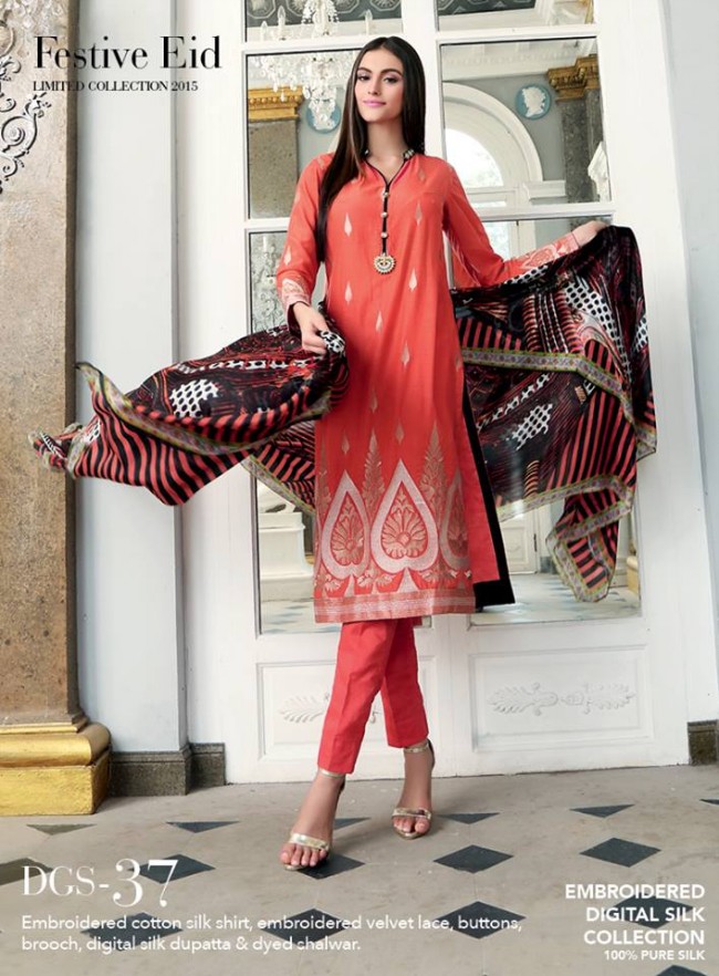 Gul Ahmed Summer Digital Silk Festive Eid Dress for Women-Girls Fashion-9