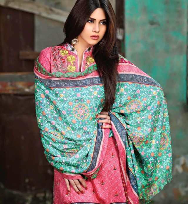 Girls-Women Feminine Luxury Winter Dress with Shawl Wear  by Shariq Textiles-5