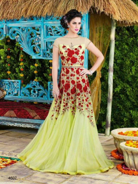 Anarkali Net  Gown Style Frock Suits Latest Fashionable Outfits for Young-Teen Girls-12