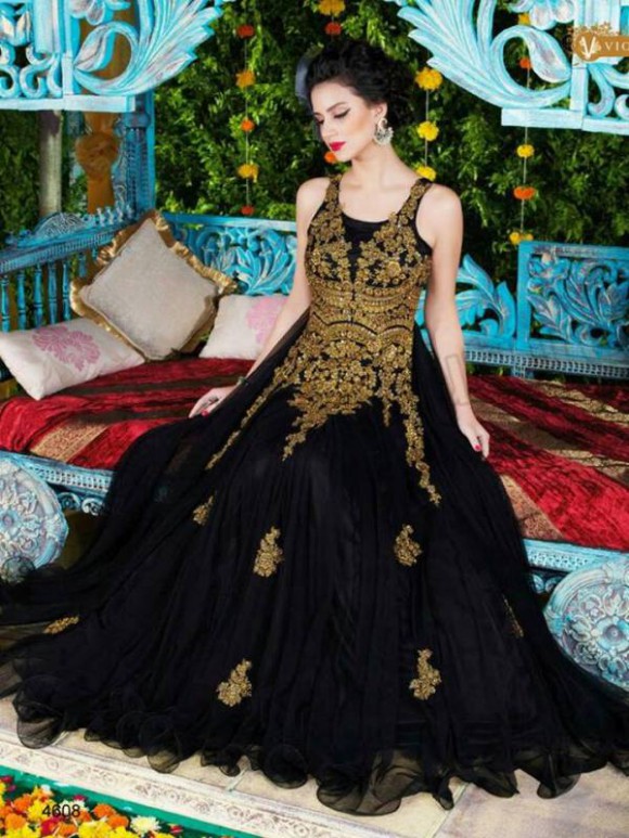 Anarkali Net  Gown Style Frock Suits Latest Fashionable Outfits for Young-Teen Girls-2