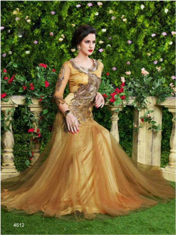 Anarkali Net  Gown Style Frock Suits Latest Fashionable Outfits for Young-Teen Girls-3