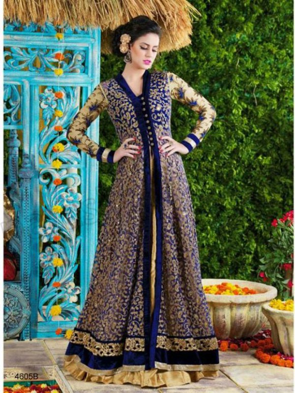 Anarkali Net  Gown Style Frock Suits Latest Fashionable Outfits for Young-Teen Girls-5