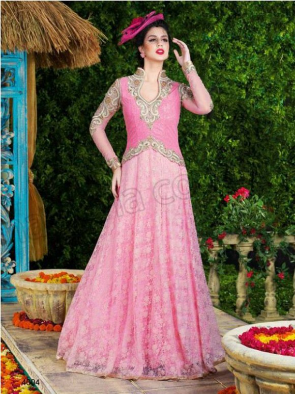 Anarkali Net  Gown Style Frock Suits Latest Fashionable Outfits for Young-Teen Girls-6