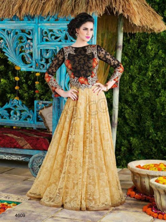 Anarkali Net  Gown Style Frock Suits Latest Fashionable Outfits for Young-Teen Girls-9