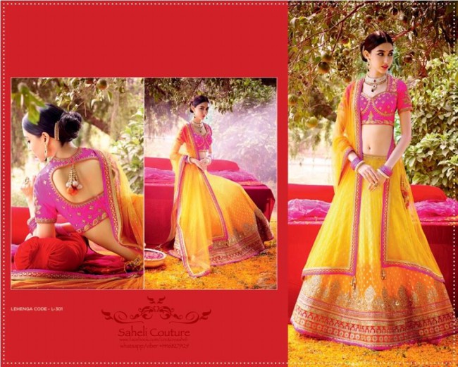 Wedding-Bridal Brides-Dulhan Wear Latest Fancy Lehanga-Cholli-Sharara Dress by Saheli Couture-
