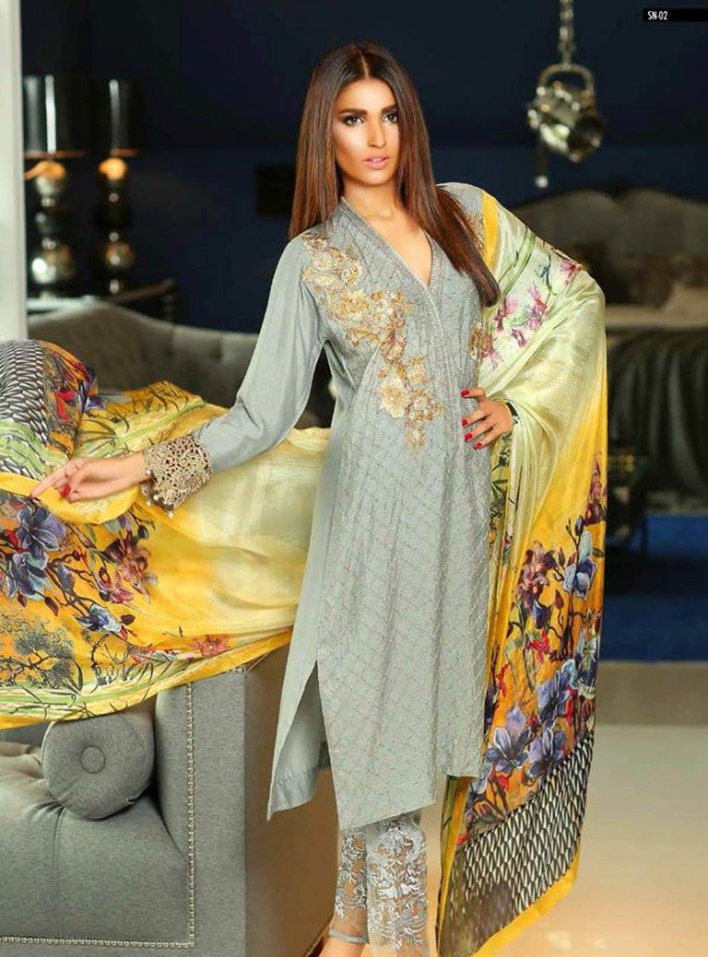 Beautiful Embroidered Silk Dress for Girls-Women by Fashion Designer Sobia Nazir-10