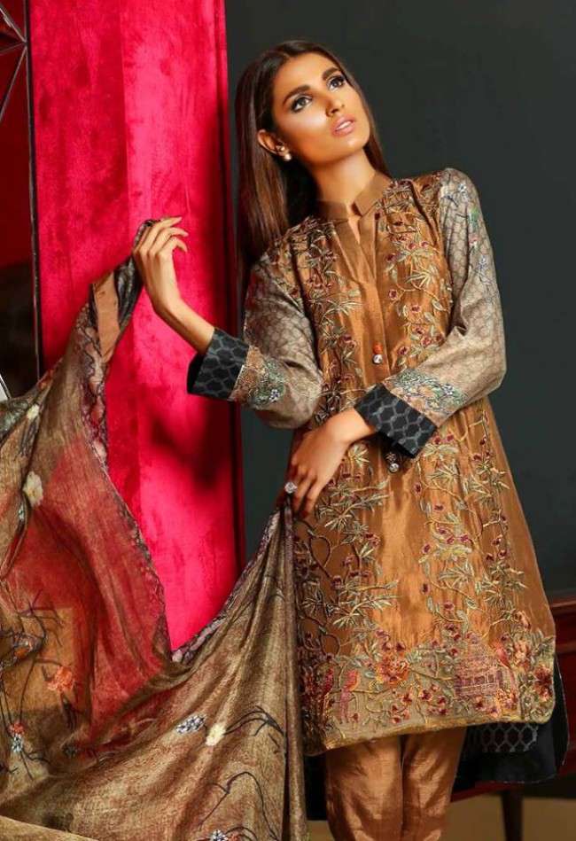 Beautiful Embroidered Silk Dress for Girls-Women by Fashion Designer Sobia Nazir-6