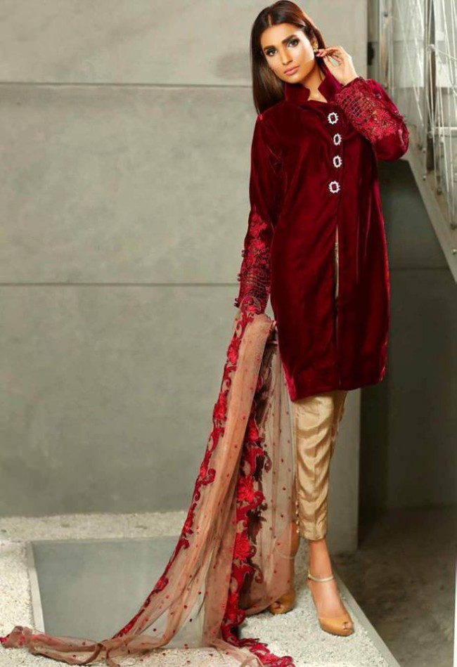 Beautiful Embroidered Silk Dress for Girls-Women by Fashion Designer Sobia Nazir-9