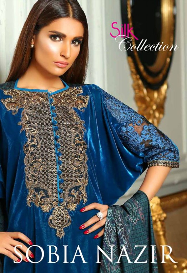 Beautiful Embroidered Silk Dress for Girls-Women by Fashion Designer Sobia Nazir-