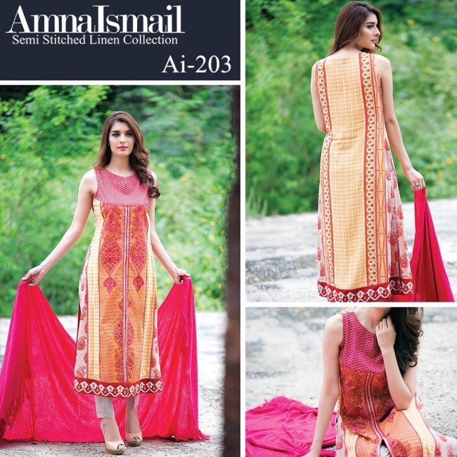 Girls-Womens Wear Semi Stitched Chiffon Suits by Latest Fashion Designer Amna Ismail-