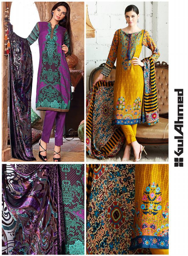 Gul Ahmed Silk Dresses For Girls-Women Wear New Winter Fashion Suits-8